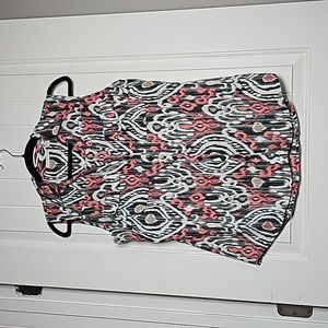 Vintage NY&Co M button down tank blouse- blue/coral/white